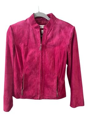 Preston & York Suede Zip-Front Jacket - Fuchsia